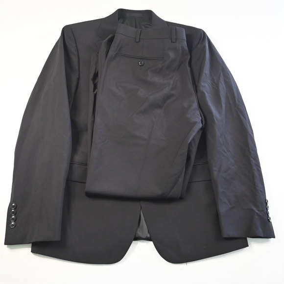 NEW Calvin Klein 42R 36x32 Black Stretch Wool Mens Jacket Pants Suit